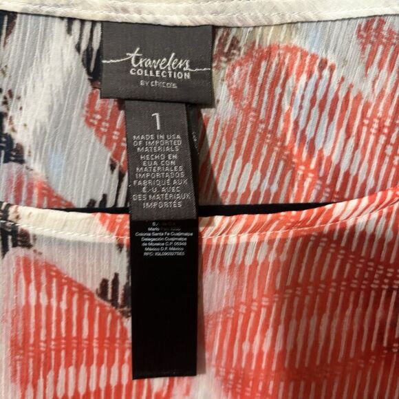 Chicos Travelers Tunic Top Medium 1 Multicolor Art To Wear Mix Print Blouse - Picture 7 of 9
